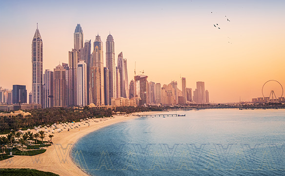 Captivating Sunset Panorama of Dubai Skyline - Analyzing the Cost of Living in Dubai
