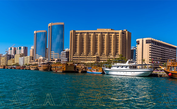 A panorama view of Deira beside the Dubai Creek