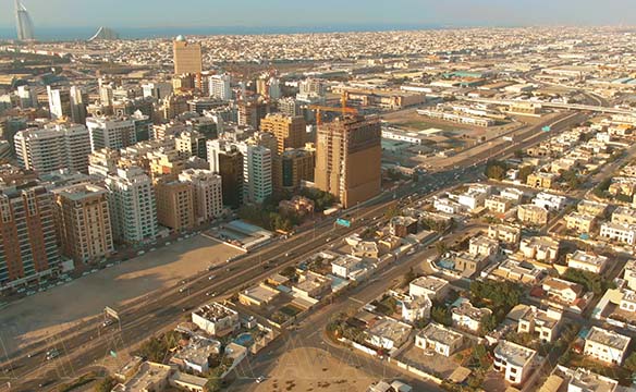 Dubai neighborhood aerial view