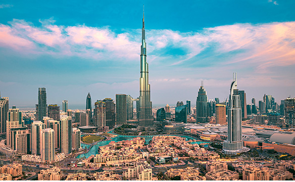  luxury skyscrapers at sunrise