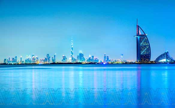 Dubai skyline at dusk